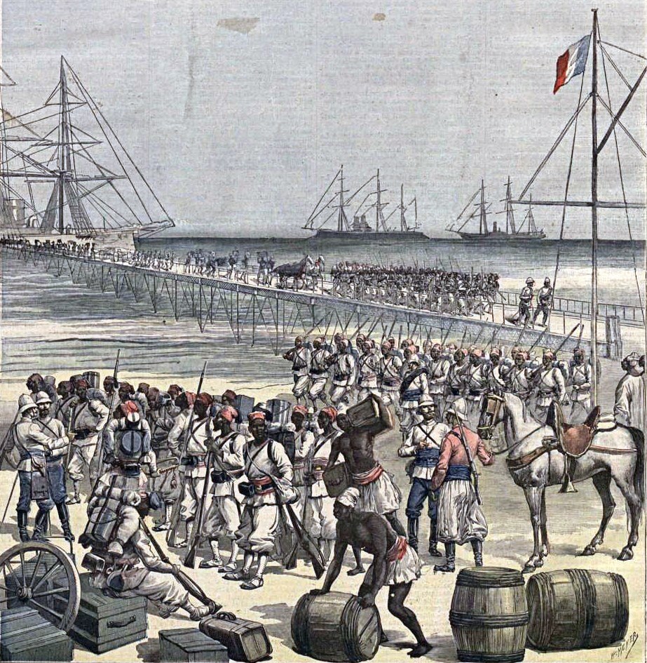 Desembarco_en_Cotonou_de_tropas_senegalesas._Le_Petit_Journal,_21may1892